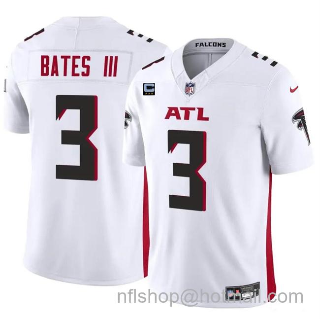 Men's Atlanta Falcons #3 Jessie Bates III White 2024 F.U.S.E With 3-Star C Patch Vapor Untouchable Limited Stitched Football Jersey