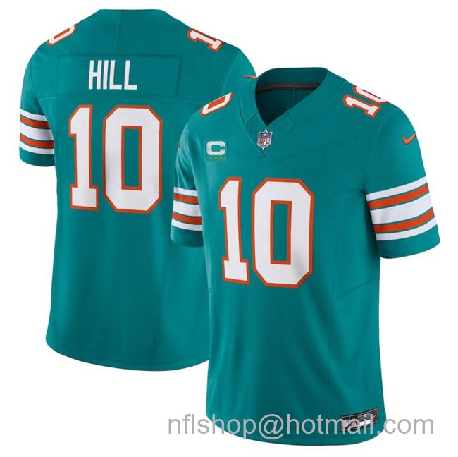 Men's Miami Dolphins #10 Tyreek Hill Aqua F.U.S.E Alternate With 3-Star C Patch Vapor Limited Stitched Football Jersey