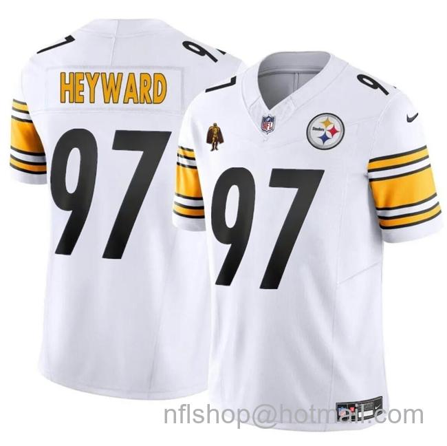 Men's Pittsburgh Steelers #97 Cameron Heyward White F.U.S.E. With Walter Payton Patch Vapor Untouchable Limited Stitched Jersey