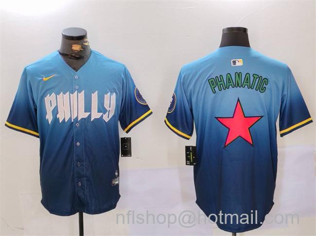 Men's Philadelphia Phillies Phanatic Blue City Connect Limited Stitched Baseball Jersey