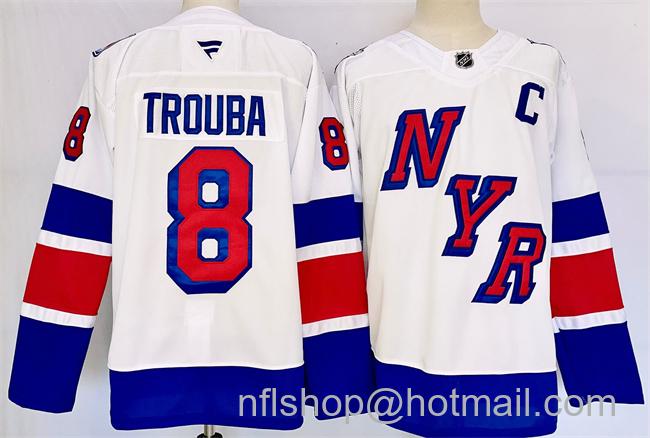 Men's New York Rangers #8 Jacob Trouba White 2024-25 Stadium Series Stitched Jersey