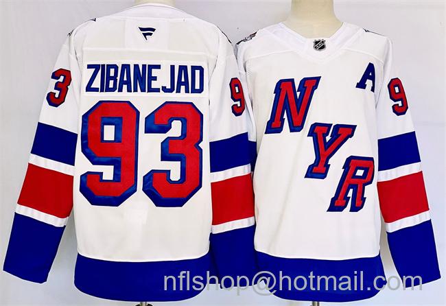 Men's New York Rangers #93 Mika Zibanejad White 2024-25 Stadium Series Stitched Jersey