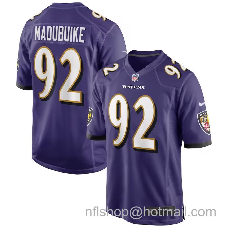 Men's Baltimore Ravens #92 Nnamdi Madubuike Purple Vapor Limited  Jersey