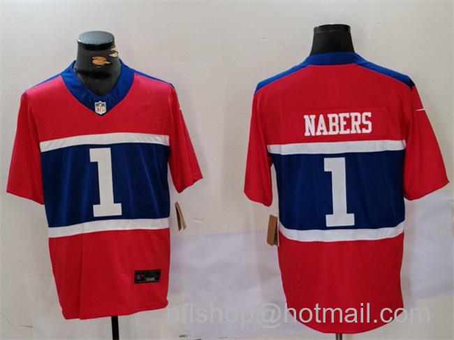 Men's New York Giants #1 Malik Nabers Red 2024 F.U.S.E. Vapor Untouchable Limited Stitched Jersey