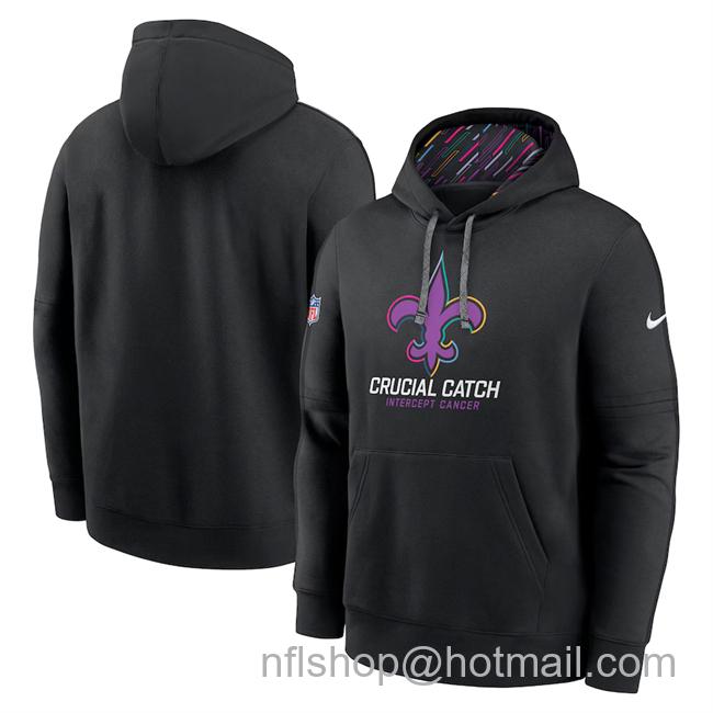 Men's New Orleans Saints Black 2024 Crucial Catch Club Pullover Hoodie