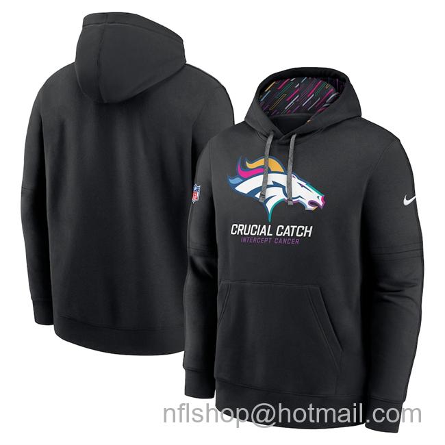 Men's Denver Broncos Black 2024 Crucial Catch Club Pullover Hoodie