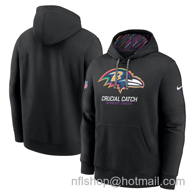 Men's Baltimore Ravens Black 2024 Crucial Catch Club Pullover Hoodie