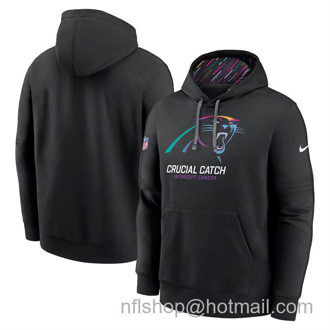 Men's Carolina Panthers Black 2024 Crucial Catch Club Pullover Hoodie