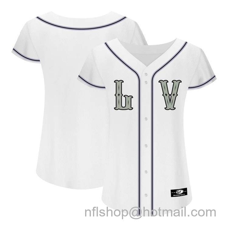 Women's Las Vegas Reyes de Plata Blank 2023 Home LV White Replica Stitched Baseball Milb Jersey