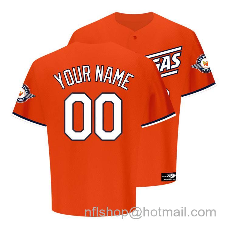 Kids' Las Vegas Aviators Customized 2024 Road Las Vegas Orange Replica Stitched Baseball Milb Jerseys