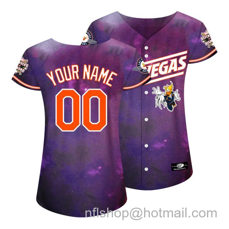 Women's Las Vegas Aviators Customized 2023 Marvel's Defenders of the Diamond Super Spruce Galaxy Stitched Baseball Jersey