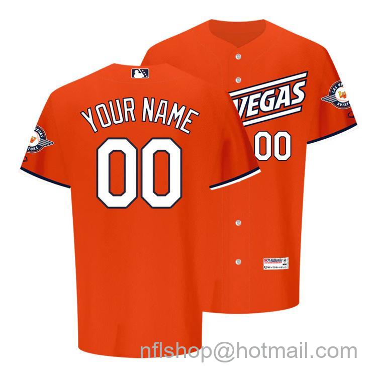 Men's Las Vegas Aviators 2024 Customized Road Las Vegas Orange Stitched Baseball Milb Jersey