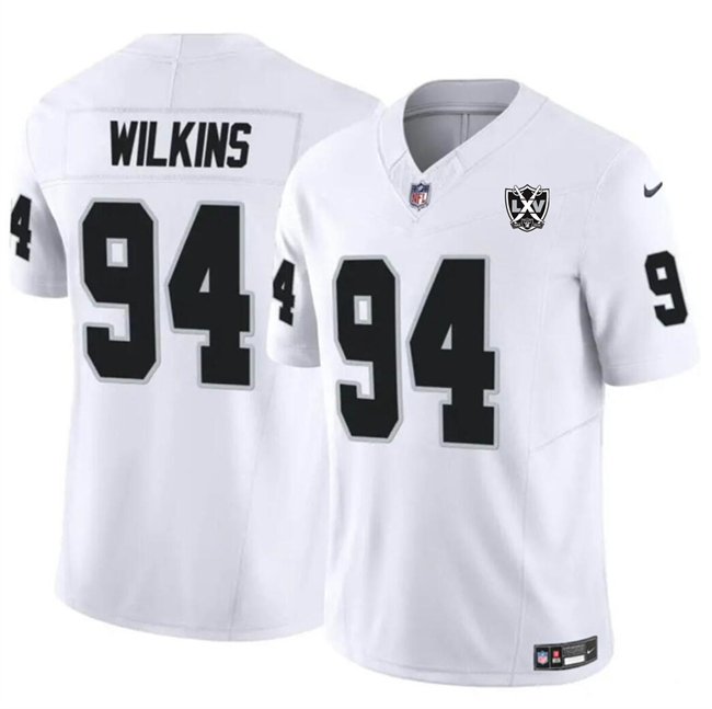 Men's Las Vegas Raiders #94 Christian Wilkins White 2024 F.U.S.E 65th Anniversary Patch Vapor Stitched Football Jersey