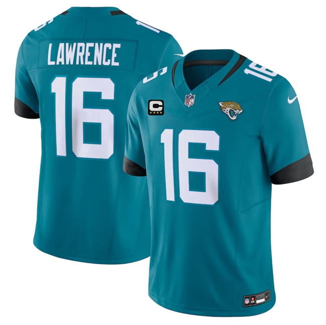 Men's Jacksonville Jaguars #16 Trevor Lawrence Teal With 4-Star C Patch Vapor Untouchable Limited Stitched Jersey