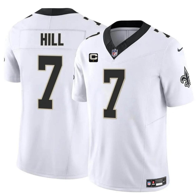 Men's New Orleans Saints #7 Taysom Hill White 2024 F.U.S.E With 1-Star C Patch Vapor Limited Stitched Football Jersey