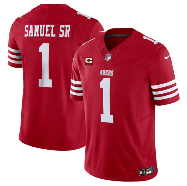 Men's San Francisco 49ers #1 Deebo Samuel SR Red 2024 F.U.S.E. With 2-Star C Patch Vapor Untouchable Limited Stitched Football Jersey