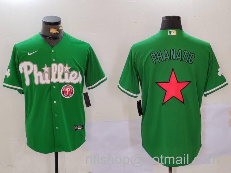 Men's Philadelphia Phillies Phanatic Green Cool Base Stitched Jerseys