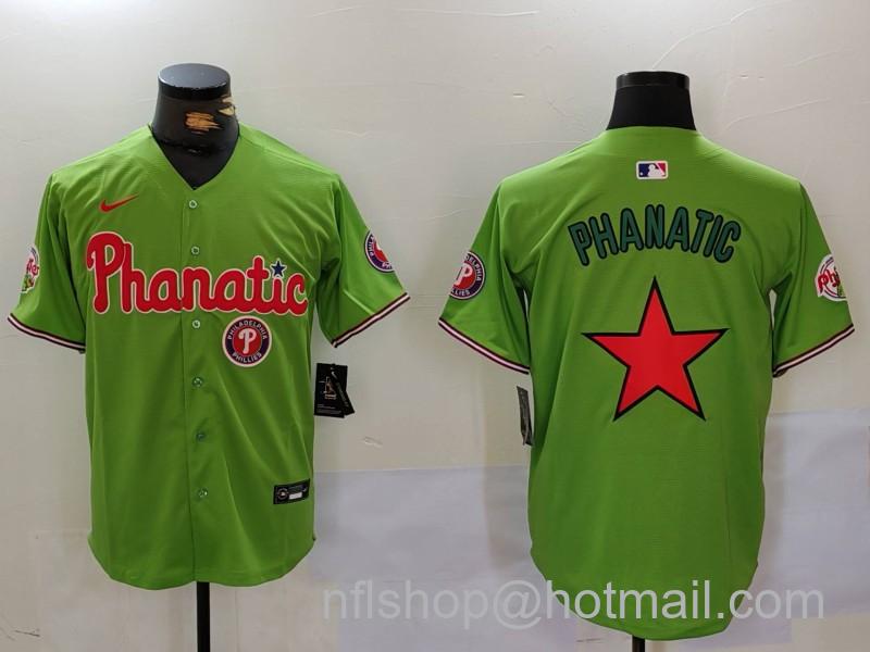 Men's Philadelphia Phillies Phanatic Green Cool Base Stitched Baseball Jerseys