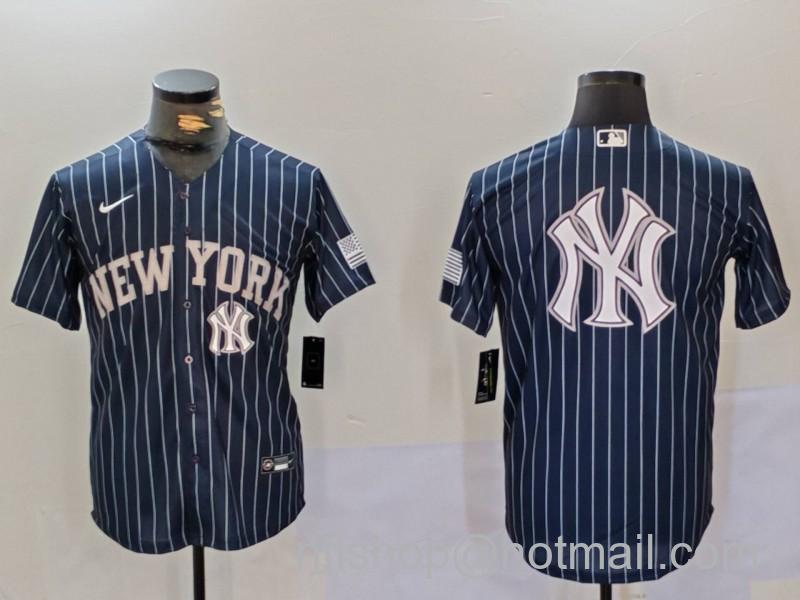 Men's New York Yankees Navy Team Big Logo Cool Base Nike Stitched Baseball Jerseys