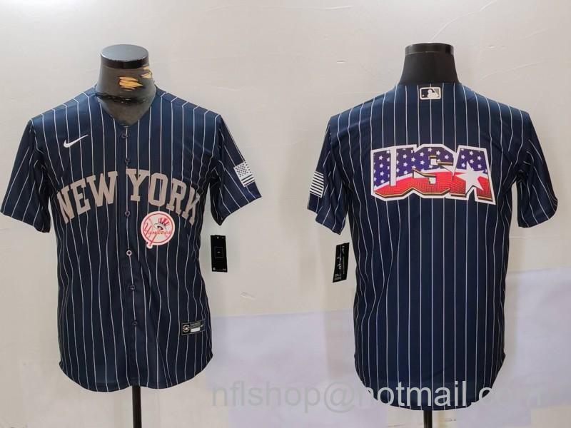 Men's New York Yankees Navy Team Big Logo USA Cool Base Stitched Baseball Jersey