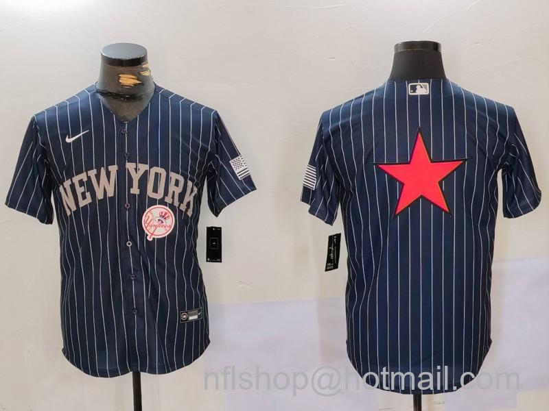 Men's New York Yankees Navy Team Big Logo Cool Base Stitched MLB Baseball Jersey