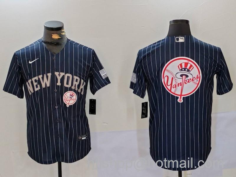 Men's New York Yankees Navy Nike Team Big Logo Cool Base Stitched Baseball Jerseys