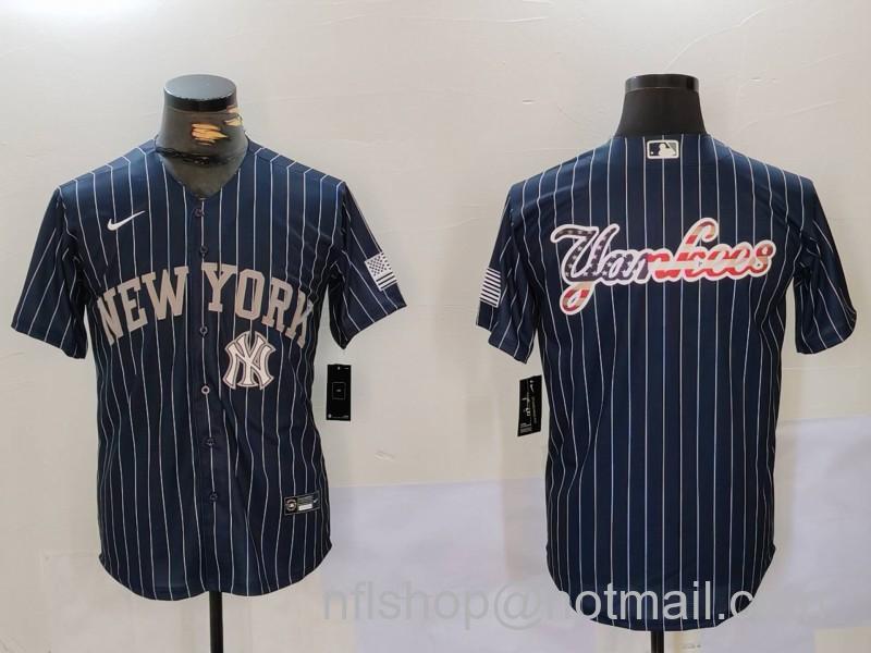 Men's New York Yankees Navy Team Big Logo Cool Base Stitched Baseball Nike MLB Jersey