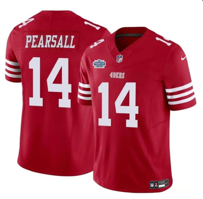 Men's San Francisco 49ers #14 Ricky Pearsall Red 2024 With Draft Patch F.U.S.E. Vapor Untouchable Limited Stitched Football Jersey