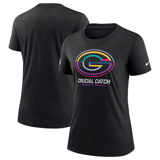 Women's Green Bay Packers Black 2024 Crucial Catch T-Shirt(Run Small)