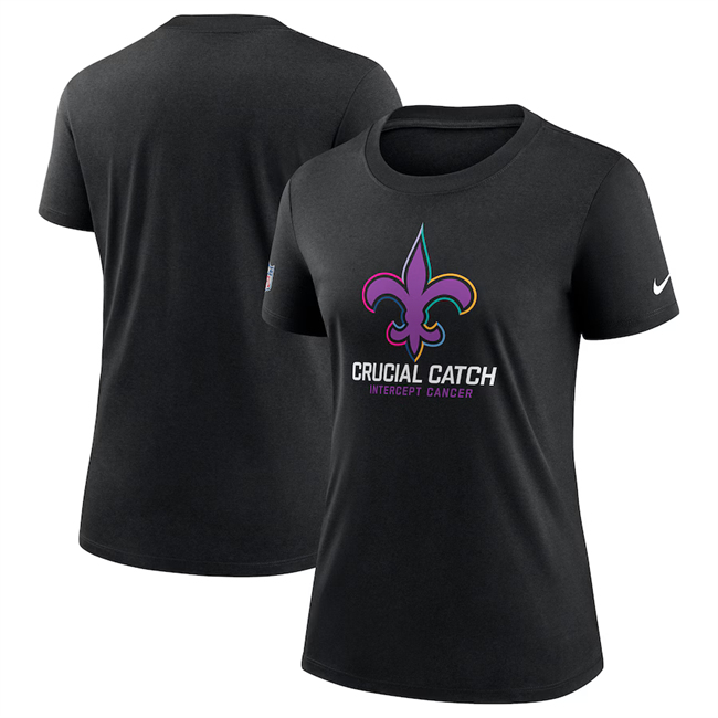 Women's New Orleans Saints Black 2024 Crucial Catch T-Shirt(Run Small)