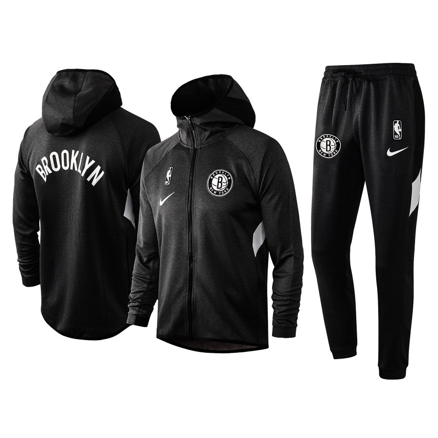 Men's Brooklyn Nets Black Warmup Hoodiesuit