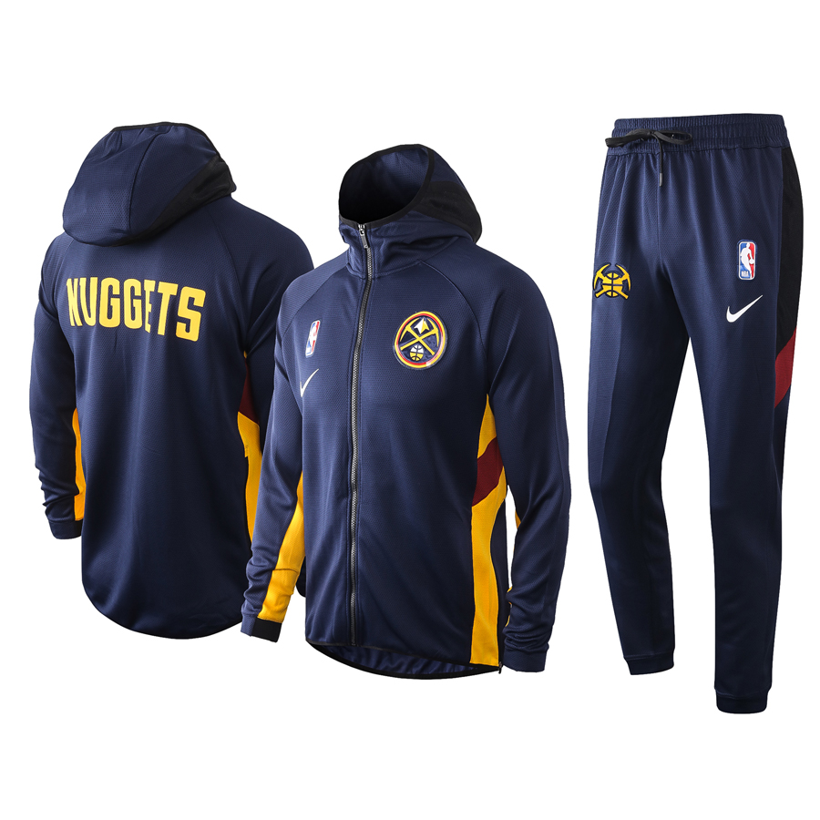 Men's Denver Nuggets Navy Warmup Hoodiesuit