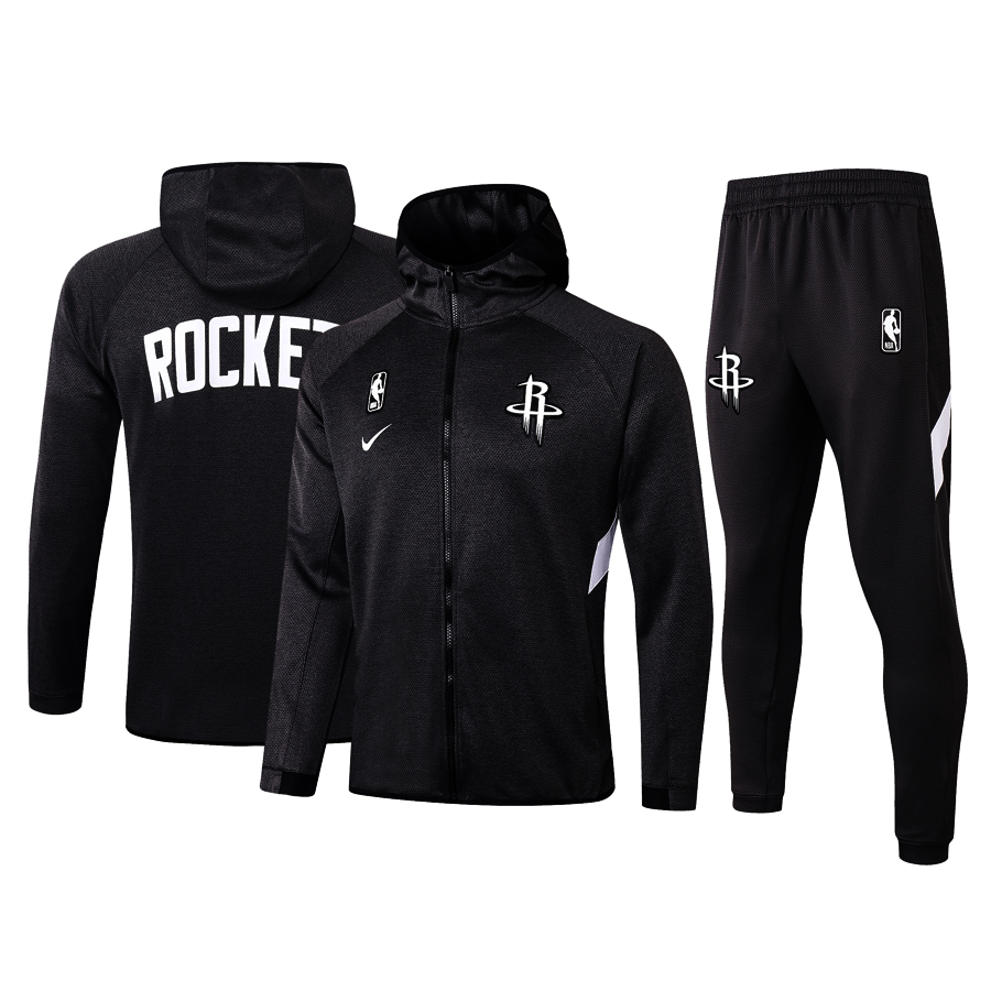 Men's Houston Rockets Black Warmup Hoodiesuit