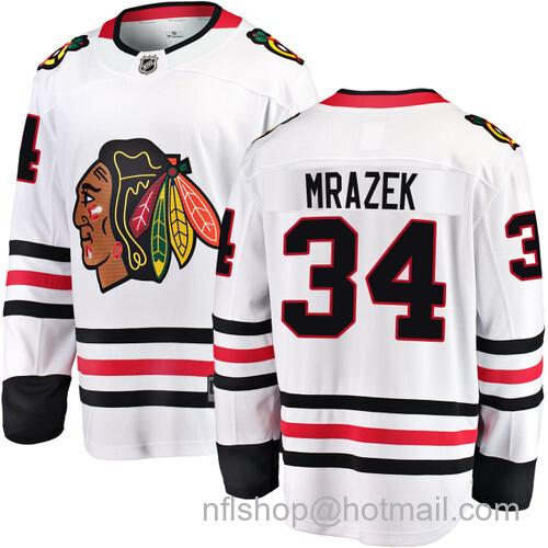 Petr Mrazek Chicago Blackhawks Road White Breakaway Jersey