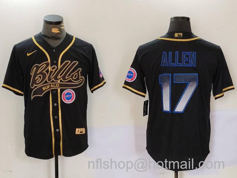 Men's Buffalo Bills #17 Josh Allen Black Cool Base Stitched Baseball MLB Jersey