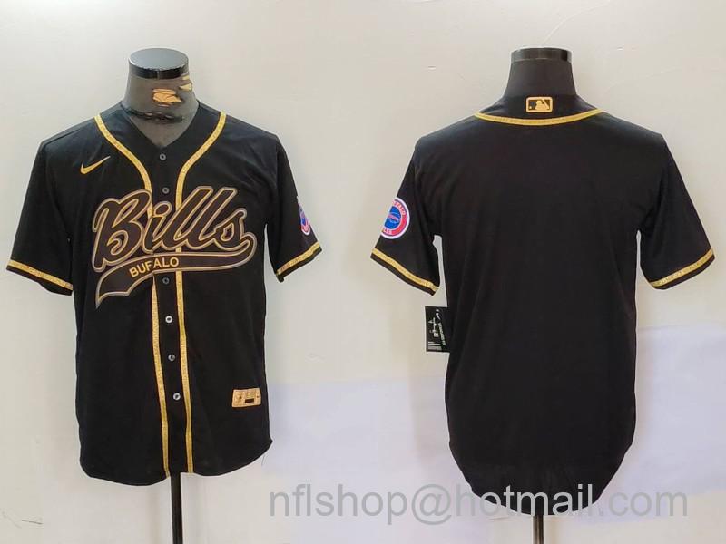 Men's Buffalo Bills Blank  Black Team Cool Base Stitched Baseball Jerseys