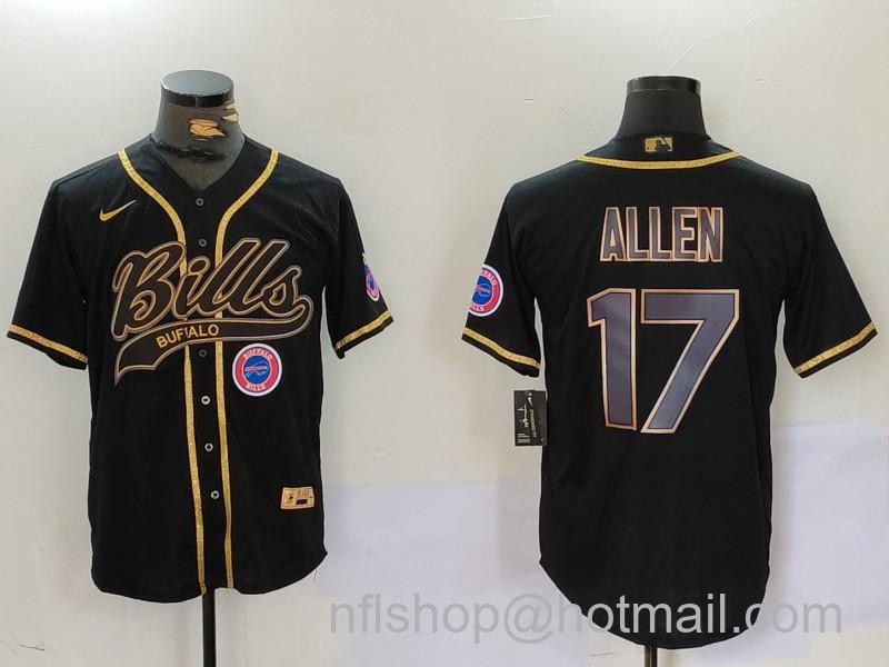 Men's Buffalo Bills #17 Josh Allen Black Cool Base Stitched Baseball Jerseys