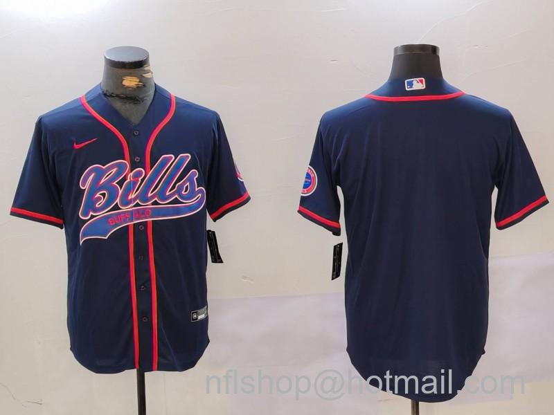 Men's Buffalo Bills Blank Navy Team Cool Base Stitched Baseball Jerseys