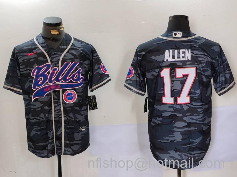 Men's Buffalo Bills #17 Josh Allen Camo Team Cool Base Stitched Baseball Jersey