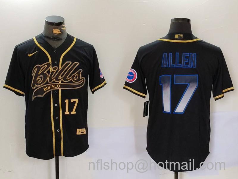 Men's Buffalo Bills #17 Josh Allen Black Cool Base Stitched Baseball Mlb Jerseys