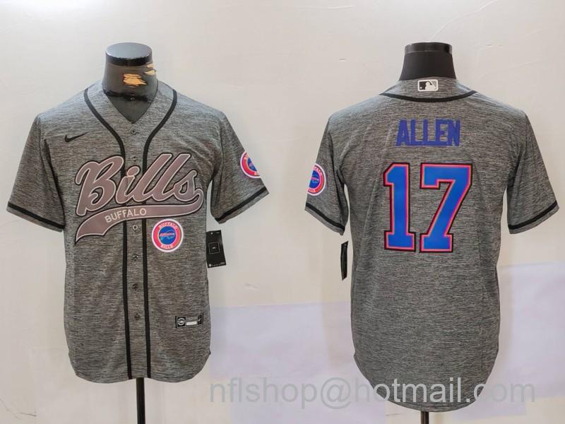 Men's Buffalo Bills #17 Josh Allen Grey Team Cool Base Stitched Baseball MLB Jersey