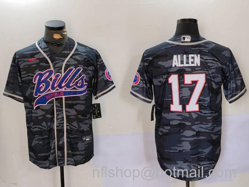 Men's Buffalo Bills #17 Josh Allen Camo Team Cool Base Stitched Baseball Jerseys