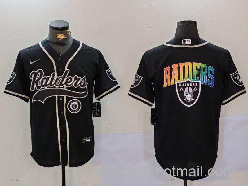 Men's Las Vegas Raiders Black Team Big Logo With Patch Cool Base Stitched Baseball MLB Jersey