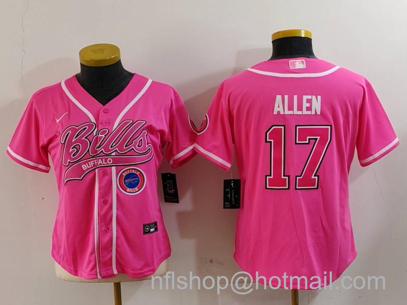 Women's Buffalo Bills #17 Josh Allen Pink Cool Base Stitched Baseball Nike Jersey