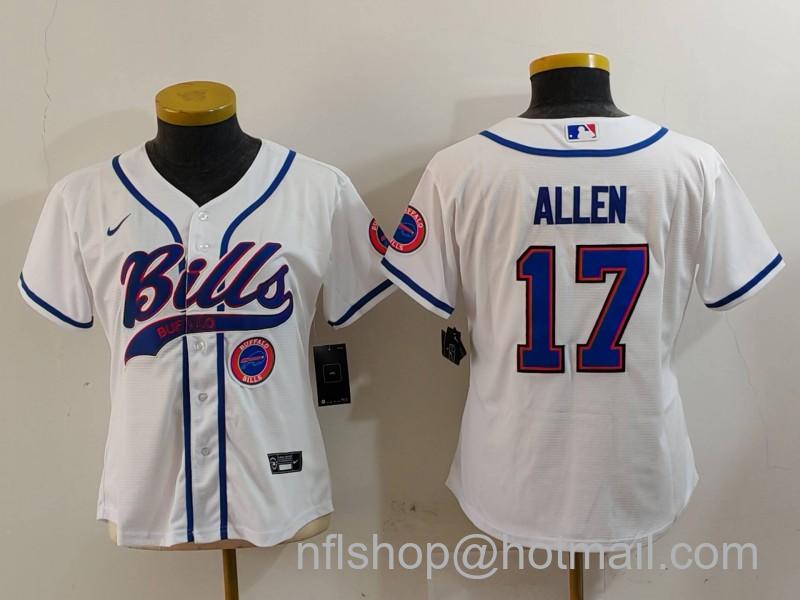 Women's Buffalo Bills #17 Josh Allen White Cool Base Stitched Baseball Nike Jersey