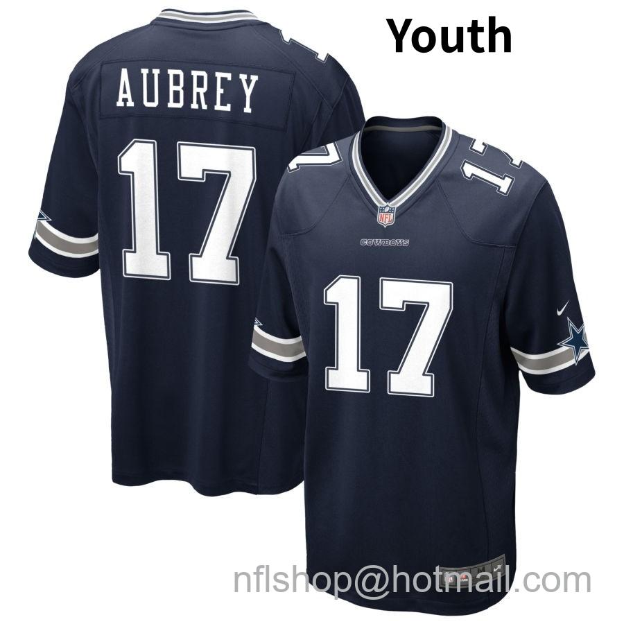 Youth Dallas Cowboys #17 Brandon Aubrey Limited Navy Vapor Untouchable Jersey