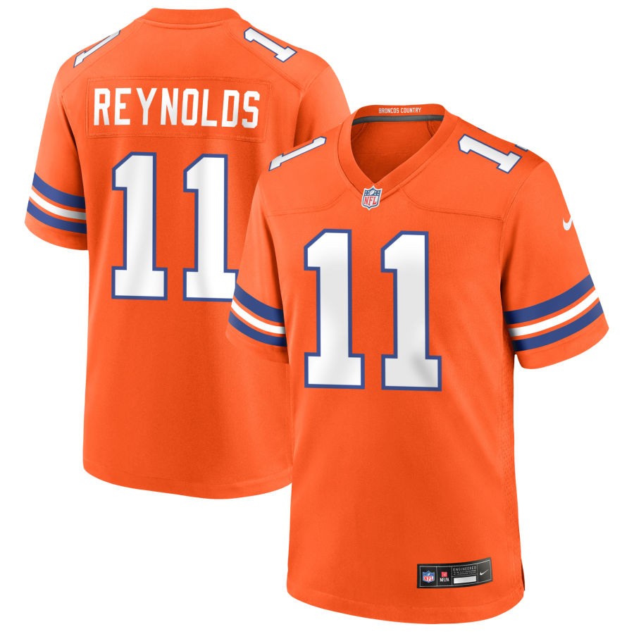 Men's Denver Broncos #11 Josh Reynolds Orange Mile High Collection F.U.S.E. 1977 Throwback Stitched Game Jersey