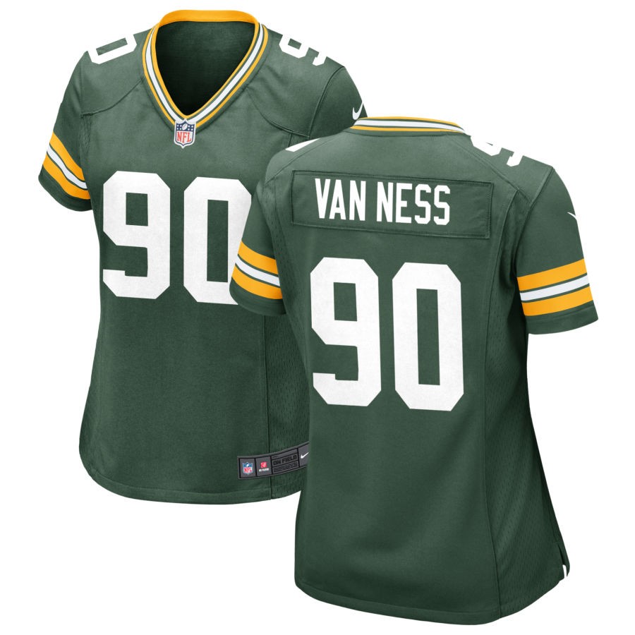 Women's Green Bay Packers #90 Lukas Van Ness Green Game Stitched Jersey(Run Small)