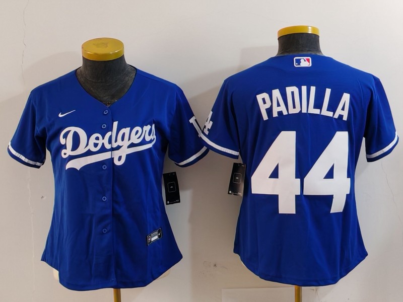 Women's Los Angeles Dodgers #44 Vicente Padilla Blue Cool Base Stitched Jersey