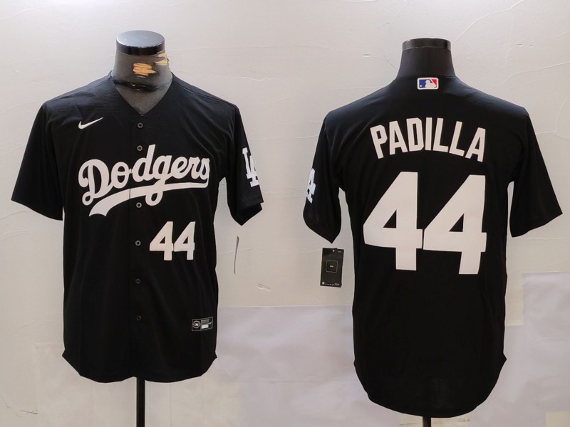 Men's Los Angeles Dodgers #44 Vicente Padilla Number Black Cool Base Stitched Jerseys